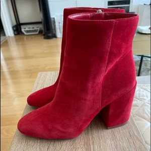 SOLD Vince Camuto Red Suede Ankle Boots EUC Sz 8